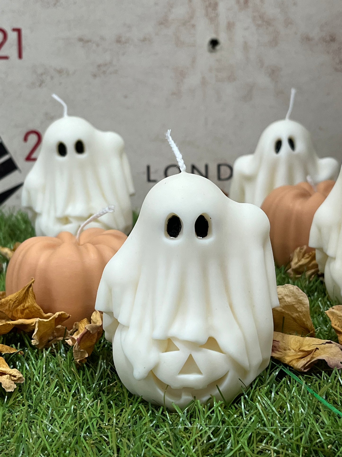 Vela Fantasma de Halloween com Abóbora