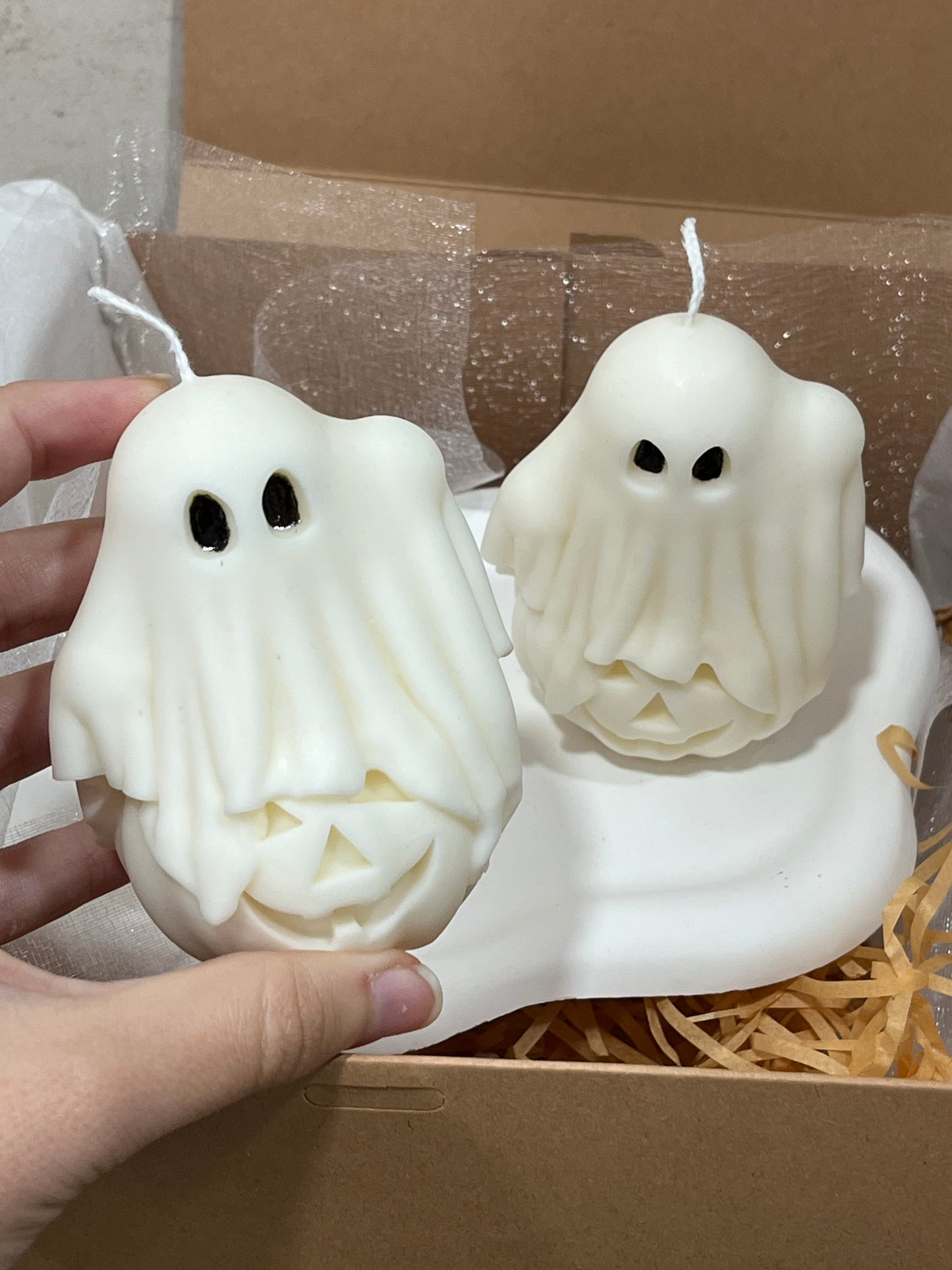 Vela Fantasma de Halloween com Abóbora