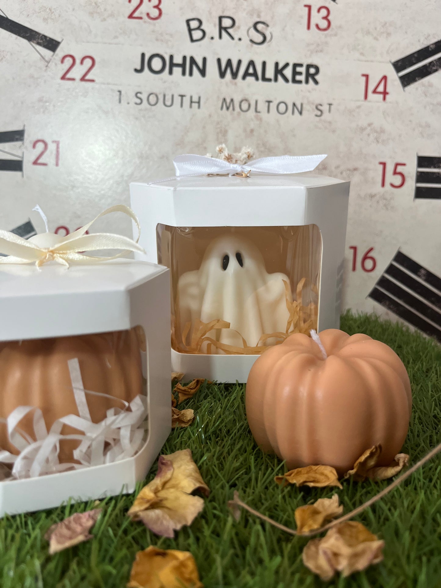 Vela Fantasma de Halloween com Abóbora