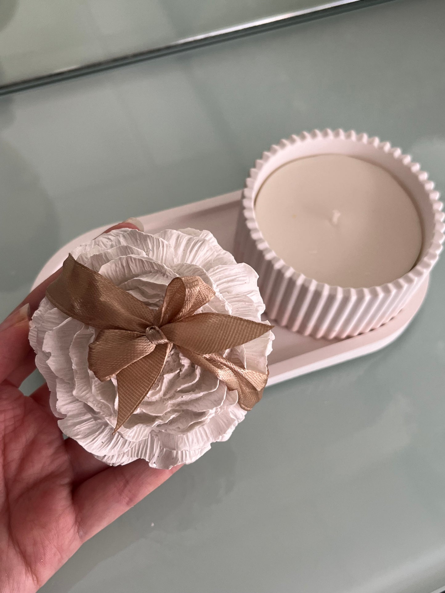 Conjunto Cerâmico Perfumado com Vela Reutilizável