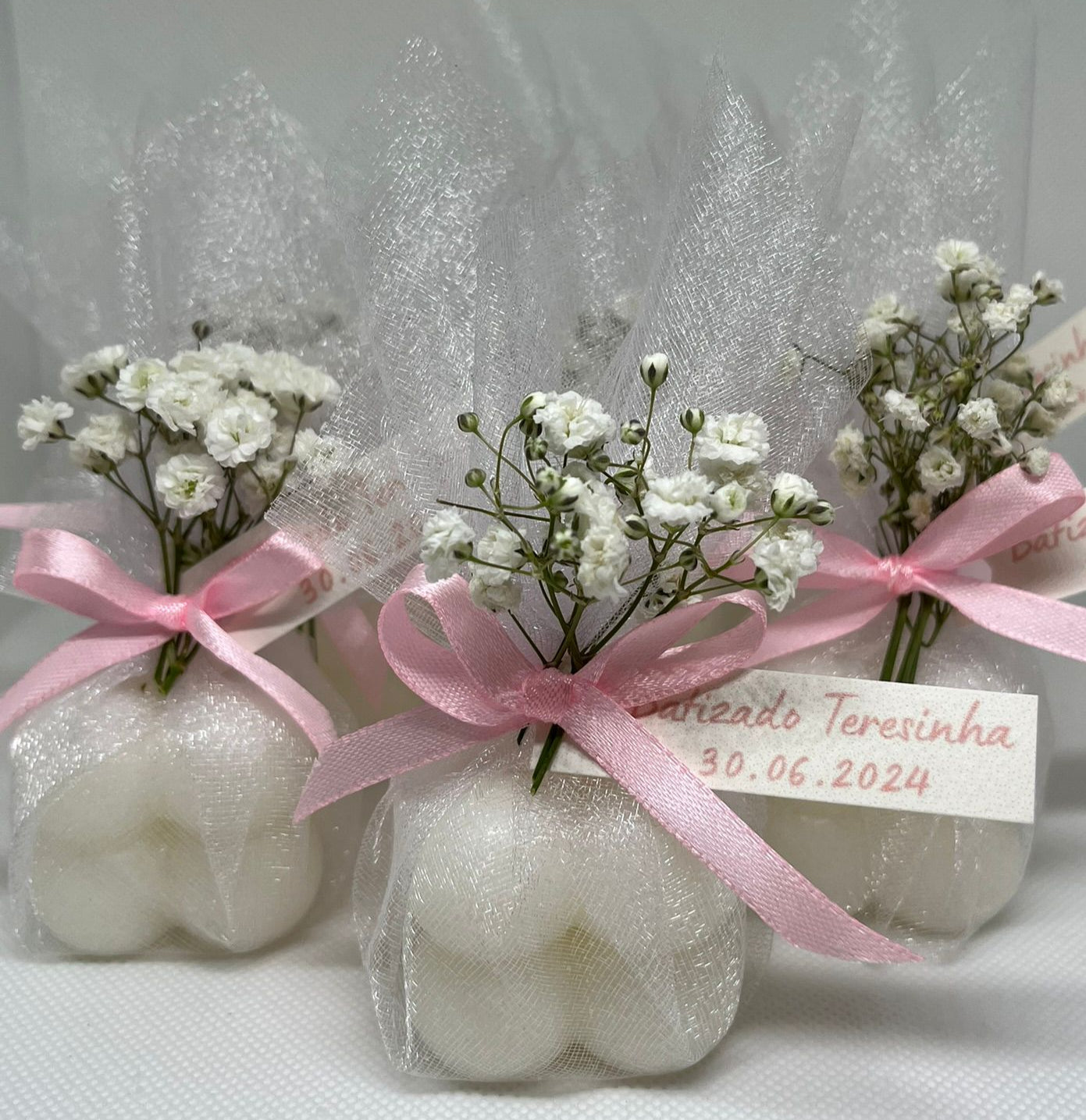 Vela Mini Bubble Personalizada c/ Organza