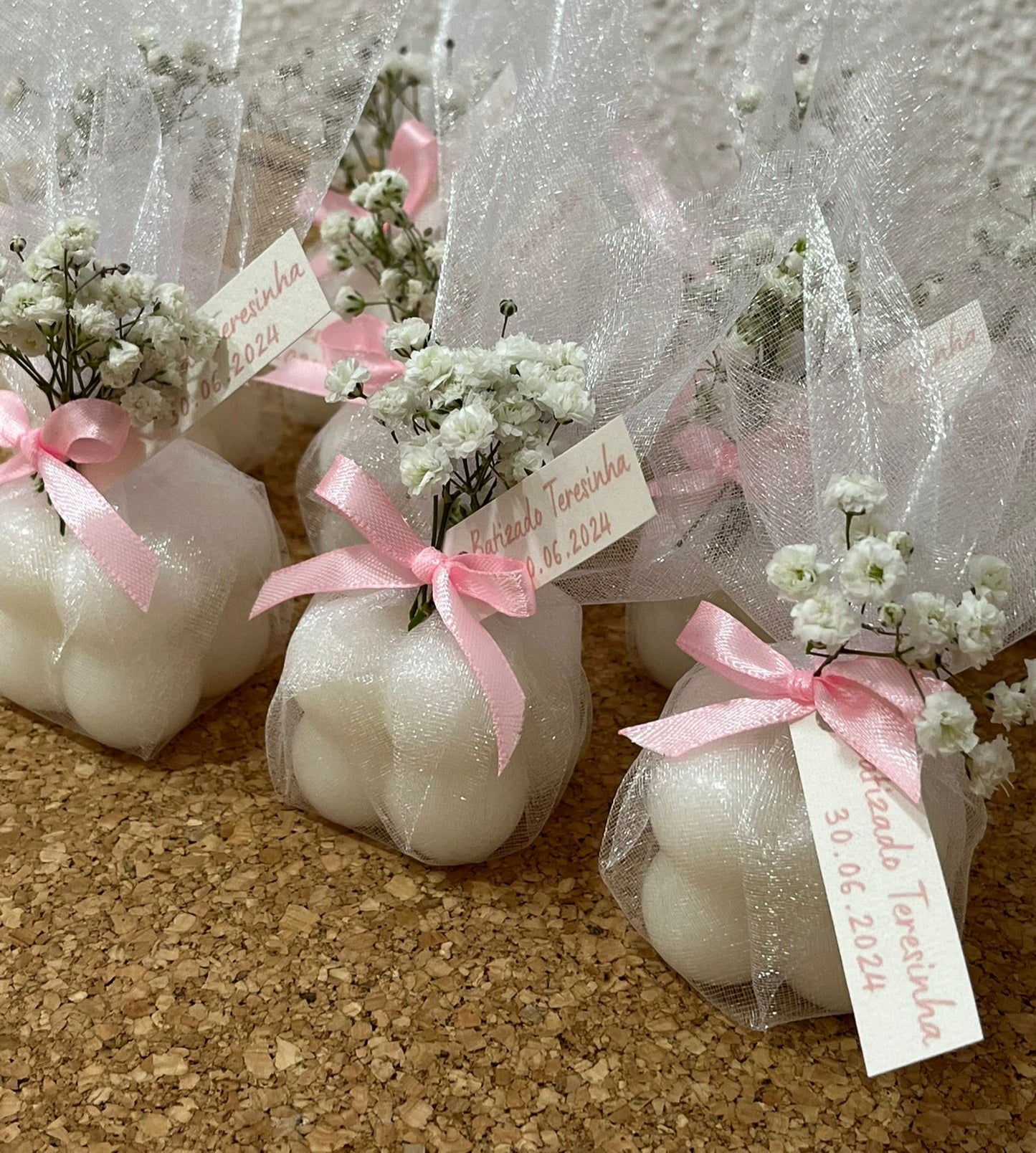 Vela Mini Bubble Personalizada c/ Organza