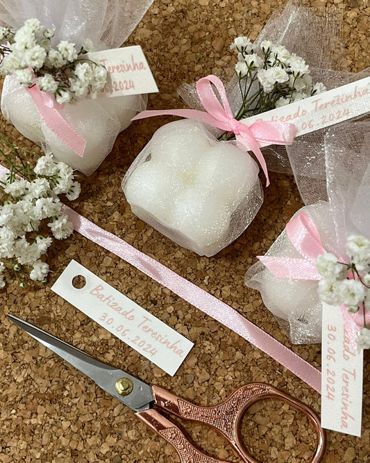 Vela Mini Bubble Personalizada c/ Organza